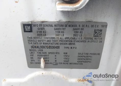 2013 Chevrolet Captiva Sport Lt from USA, damaged, VIN 3GNAL3EK7DS536408